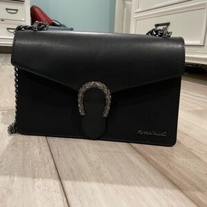 Marina Galanti Leather Flap Over Crossbody in Black Made In Italy